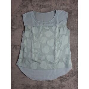 Ann Taylor Petites Women's SP Pale Green Sheer Sleeveless Blouse w/ Lining